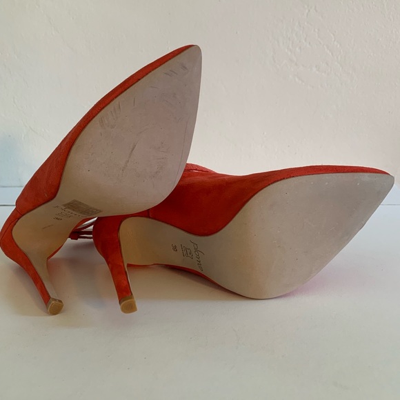 Plomo .Red Suede Coral Heels  shoes .Size 39 Style Alfonsa .Made in Spain . - Picture 5 of 9